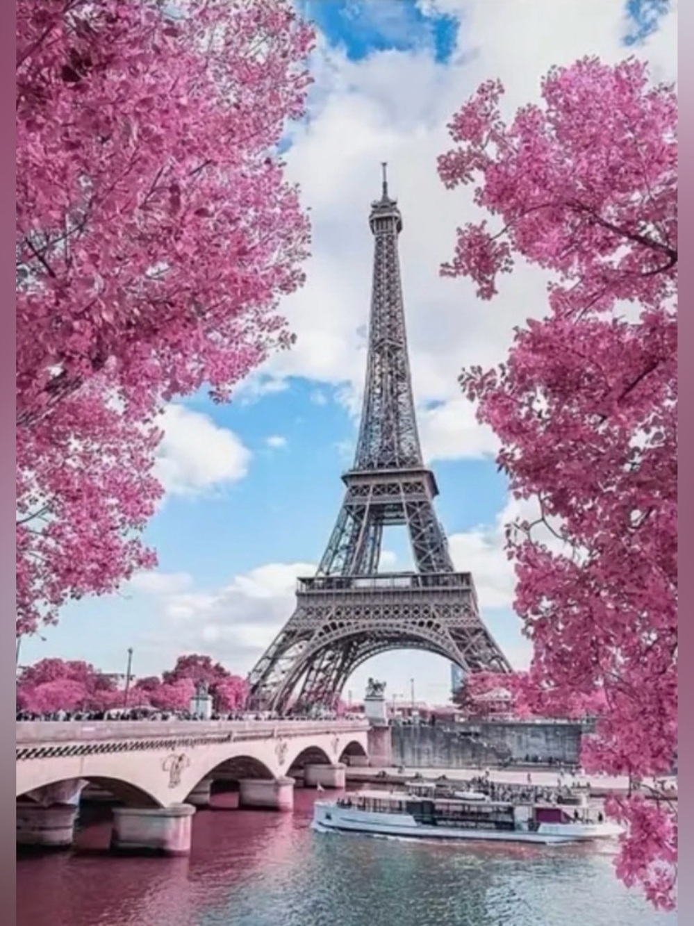 Pink Eiffel Tower Diamond Art Kit 7.37 in x 11.81 in